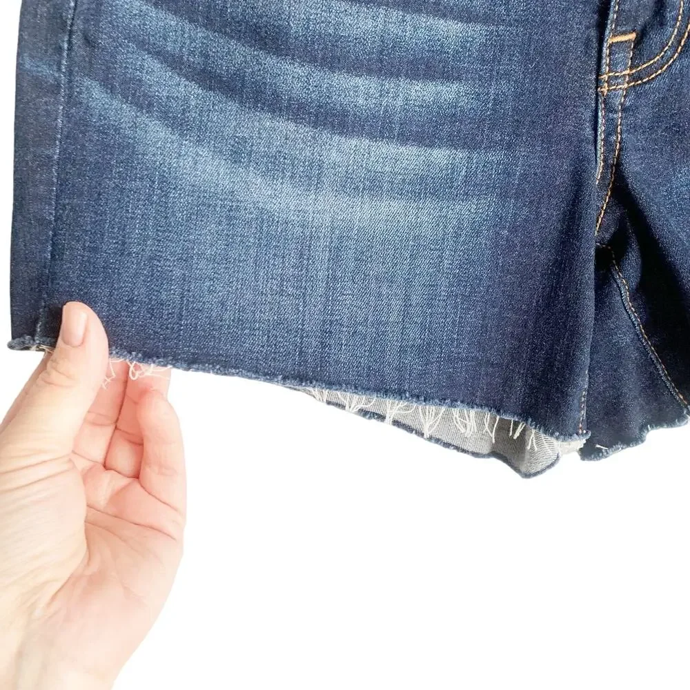 American Eagle AE Hi-Rise Shortie Jean Shorts Dark Wash Frayed Hem 8 - Picture 3 of 10